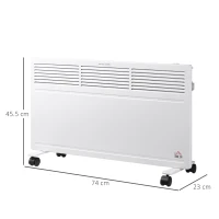 HOMCOM POWER Convector Radiator Freestanding or Wall-mounted Heating with 2 Heat Settings Safety Cut-Off, White(m-3)