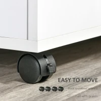 HOMCOM Multi-Storage Printer Stand Unit Office Desk Side Mobile Storage w/ Wheels Modern Style 60L x 50W x 65.5H cm - Oak(m-6)