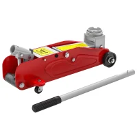 HOMCOM Cric hydraulique à profil bas en acier robuste, Charge maximale de 2000 kg, capacité de levage de 12 à 30 cm, rouge(m-1)