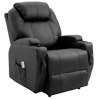 HOMCOM Fauteuil de Massage Inclinable, Chaise de Relaxation avec dossier et repose-pied électrique réglables revêtement synthétique pour Salon, Chambre, Cinéma Maison Noir(m-10)