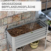 Outsunny Hochbeet Pflanzenbeet Pflanzkasten, wetterbeständig, 100 cm x 45 cm x 80 cm, Silber(m-4)