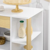 HOMCOM Carrito de Cocina con Ruedas 2 Puertas Cajón y Estantes Laterales para Comedor Salón 80x39x85,5 cm Roble y Blanco(m-9)