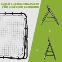 HOMCOM Rebounder für Fußball, 84 x 84 cm Fussball Rebounder mit stufenlos verstellbarem Winkel, Kickback Rückprallwand Fußballtor für Jugendliche Schuss-, Pass- und Ballannahmetraining Schwarz(m-4)