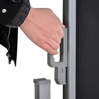 Outsunny 6 x 1.6 M Double Canopy Pull-Out Side Awning Sun Rain Outdoor Protection w/ Steel Frame Retractable Garden Privacy Home Commercial Black(m-9)