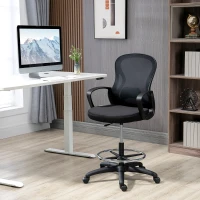 Vinsetto Chaise de bureau assise haute fauteuil de bureau en maille hauteur réglable pivotant avec repose-pied noir(m-2)