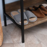 HOMCOM Appendiabiti da Terra con 1 Asta e 4 Ripiani Aperti in Truciolato e Acciaio, 60x40x180 cm, Marrone(m-7)