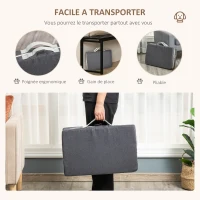 PawHut Coussin matelas pour chien moyenne taille, pliable portable lavable mousse à mémoire de forme 70 x 55 x 4,5 cm gris(m-6)