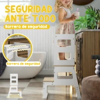 AIYAPLAY Torre de Aprendizaje para Niños de +3 Años con Pizarra y Barrera de Seguridad para Baño Cocina 55x52,5x87,5 cm Blanco(m-6)
