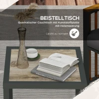 Outsunny Gartengarnitur, 3-teilig, inkl. Sitzkissen, Holzdekor, rostfreier Metallrahmen, Grau(m-6)