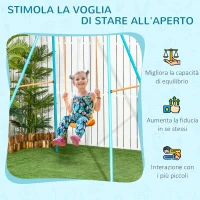 Outsunny Altalena per Bambini 3-8 Anni da Giardino in Acciaio e PE con Seggiolino e Picchetti, 163x145x181 cm(m-6)