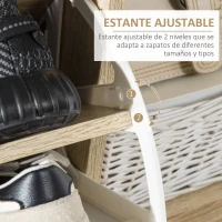 HOMCOM Mueble Zapatero para 8 Pares de Calzado con 2 Cajones Abatibles Armario y Balda 80x25,5x112,5 cm Natural y Blanco(m-5)