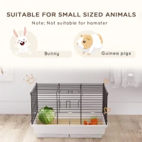 PawHut Indoor Small Animal Cage for Rabbits, Guinea Pigs w/ Wood Floor, Removable Trays(m-4)