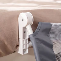 HOMCOM Sponda Letto per Bambini da 18 Mesi, Barriera di Sicurezza Universale Anticaduta con Tessuto a Rete, 150x40x60cm, Grigio(m-8)