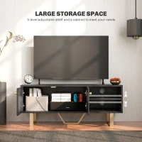 HOMCOM TV Stand Cabinet for TVs up to 50 Inches, TV Unit with Storage Shelves and Cupboard for Living Room, Black Marble Tone(m-5)