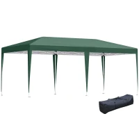 Outsunny Pop Up Gazebo 3 x 6m, Foldable Canopy Tent, Height Adjustable Wedding Awning Canopy w/ Carrying Bag, Green(m-1)