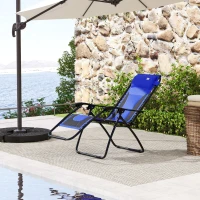 Outsunny Zero Gravity Lounger Chair, Folding Reclining Patio Chair with Padded Seat, Cup Holder, Soft Cushion and Headrest for Poolside, Camping, Blue(m-8)