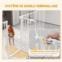 PawHut Barrière de sécurité barrière de protection parc enclos chien pliable modulable 8 panneaux avec porte hauteur 90cm blanc(m-6)