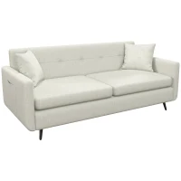 HOMCOM 3-Sitzer Sofa, 2 Seitentaschen, Kissen, Stahlrahmen, bis 250 kg, 165x73x72 cm, Beige(m-1)