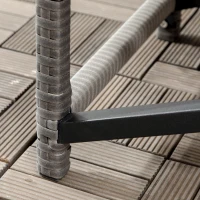 Outsunny Outdoor Coffee Table, Garden PE Rattan Side Table with Plastic Board Under the Full Woven Table Top and X-Shape Frame for Patio, Balcony, Mixed Grey(m-9)