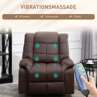 HOMCOM Massagesessel neigbar mit Fernbedienung 94 x 99 x 99cm Kunstleder Braun(m-4)