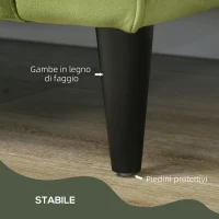 HOMCOM Divano 2 Posti Classico in Velluto con Cuscini e Trapuntato a Bottoni, 172x75x82cm, Verde(m-6)