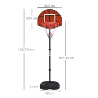 SPORTNOW Canasta de Baloncesto Ajustable con Diana Magnética y Dardos Base Rellenable para Interior Ø38x129-179 cm Negro(m-3)