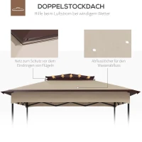 Outsunny Ersatzdach für Gartenzelt, Gartenzeltdach, wetterbeständig, 30+ UV, 325 x 325 cm, Beige(m-5)