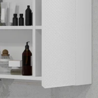 HOMCOM Armadietto con Specchio e Ripiani Regolabili su 3 Livelli, in Vetro e Legno, 65x15x49 cm, Bianco(m-9)