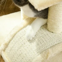PawHut Árbol para Gatos de 3 Niveles Torre para Gatos con Postes de Sisal Tablero para Rascar y Bola Colgante Crema(m-8)