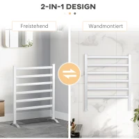 HOMCOM Handtuchwärmer, elektrisch, freistehend/Wandmontage, 45-55° C, Aluminiumrahmen, silber, 90 x 69 x 36cm(m-4)