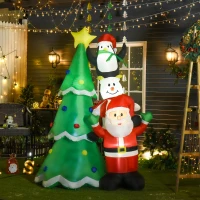 HOMCOM Albero di Natale Gonfiabile Gigante 243cm con Luci a Led e Babbo Natale, Decorazione Natalizia da Esterno Impermeabile(m-2)