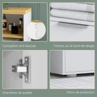 kleankin Meuble de rangement pour salle de bain avec 2 portes et 2 compartiments ouverts dim.  60L x 30P x 102H cm, blanc(m-6)