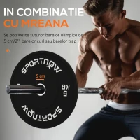 SPORTNOW Set 2 Discuri Greutăți 2x5 kg din Cauciuc cu Orificiu de 5 cm pentru Gantere și Grijuri, Ø45x2 cm, Negru(m-5)