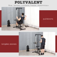 HOMCOM Station de musculation pour tirage poitrine - lat pulldown machine - banc de musculation dim. 107L x 120I x 190H cm acier noir(m-4)