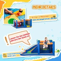 Outsunny Hüpfburg, mit Rusche, Hüpfbereich, Pool, aufblasbar, inkl. Elektropumpe, für bis 3 Kinder, 380 x 340 x 170 cm(m-6)