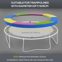 SPORTNOW 10FT Trampoline Spring Cover, Plastic Trampoline Pad Replacement with Elastic Cord, Waterproof, UV Resistant and Tear-Resistant, Multi-Colored(m-4)