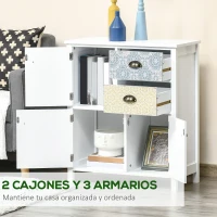 HOMCOM Cómoda para Dormitorio Bohemio con 2 Cajones 3 Compartimentos Diseño Anti-vuelco 68x34x80 cm Blanco(m-4)