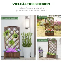 Outsunny  Hochbeet Blumenständer Garten Pflanzkasten mit Rankgitter Holz Rankkasten Braun 60 x 30 x 122,5 cm(m-4)
