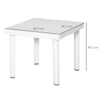 Outsunny Garden Side Table Plastic Outdoor Square Coffee End Table for Drink Snack, White(m-3)
