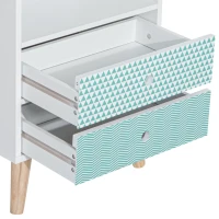 HOMCOM Cómoda de Madera Cajonera con 2 Cajones Mesita de Noche con Estante Abierto para Dormitorio Salón 45x30x65 cm Blanco(m-8)