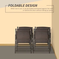 Outsunny Set of Four Folding Rattan Seat Chairs - Brown(m-6)