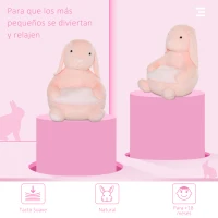 HOMCOM Puff Infantil Diseño de Conejo Sillón para Niños 18-36 Meses con Cojín Antideslizante para Dormitorio Sala de Juegos 60x50x59cm Rosa(m-4)