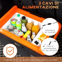 Outsunny Frigo Portatile da 30L, 100-240V CA e 12-24V CC, Display Digitale, Compressore e Maniglie Portatili Incluse, 58.7x36.5x36.8cm, Arancio e Nero(m-6)