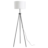 HOMCOM Stehlampe Stehleuchte Standleuchte E27, Stahl+Polyester, 37x37x152cm (Schwarz+Weiß)(m-1)