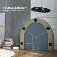 SPORTNOW 8 Player Folding Poker Table, with Cup Holders, Cushioning Edge, Brown and Blue(m-7)