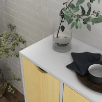 HOMCOM Buffet sur pied meuble de rangement scandinave 2 portes 1 tiroir 58 x 30 x 91 cm naturel blanc(m-8)