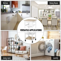 HOMCOM Mobile Rolling Kitchen Island Trolley for Home w/ Metal Baskets Trays Shelves Wheels Compact Stylish Storage White(m-7)