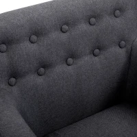 HOMCOM Poltrona Imbottita Moderna, Poltroncina da Camera Soggiorno con Braccioli Tessuto Legno 68 × 58.5 × 76cm Grigio Scuro(m-7)