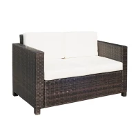 Outsunny Rattan Sofa 2-Sitzer 2 Kissen PE-Rattan 130L x 70B x 80H cm(m-10)