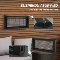 HOMCOM Lampe LED anti insectes anti moustique puissant 8W, à poser ou à suspendre pour intérieur - efficace pièce de 60m²(m-6)